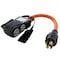 Ac Works Power Strip Cord, STW, 5-15/20R, 5-20P, 1.5 ft., Orange L2130CBF520 - alternate 1